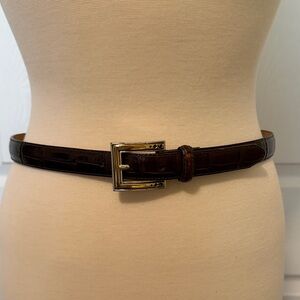 Brighton Brown Vintage Leather Belt with Gold and Silver Buckle